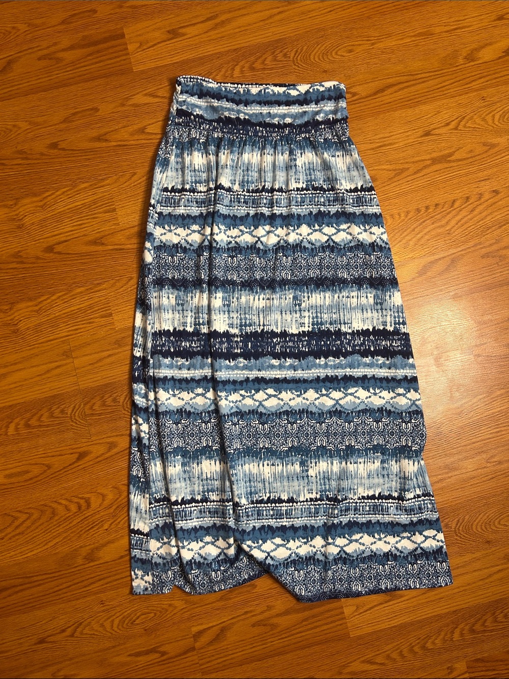 Joe Benbasset Blue and White Patterned Maxi Skirt